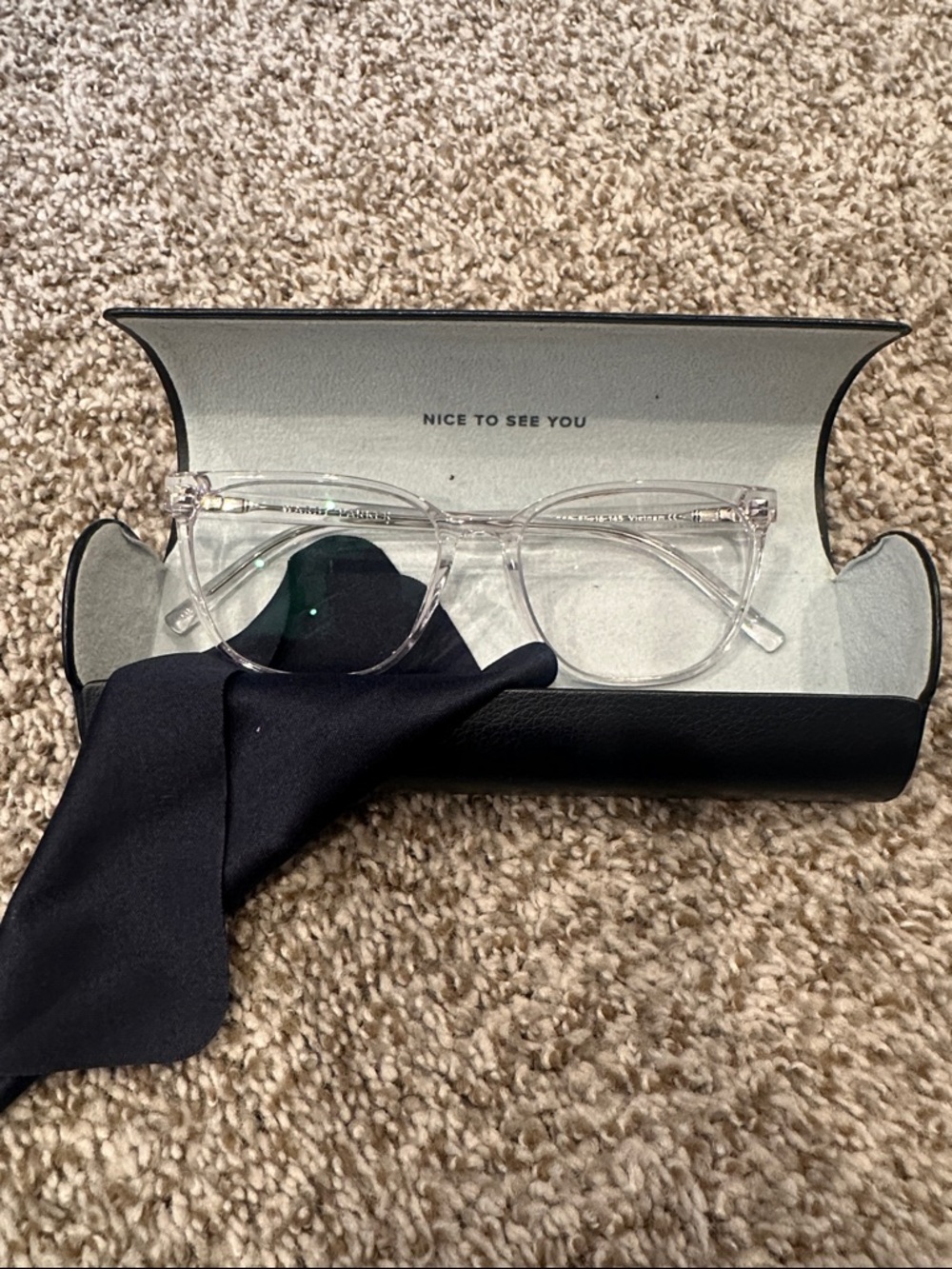 Warby Parker women’s blue light blocker Esme Crystal frame